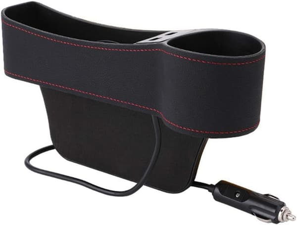 Universal bilsete sidegapfyller med drikkeholder, 2 USB-ladepunkter
