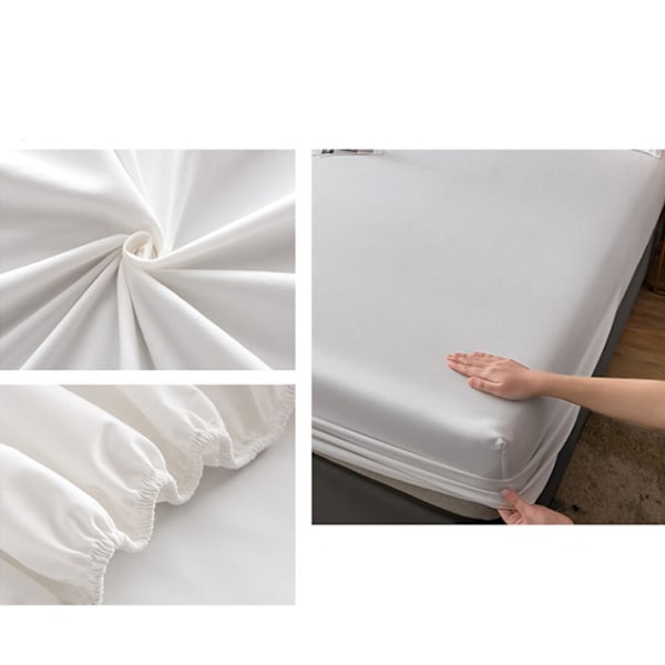 Andningsbar dammtät madrasskydd - Vattentät lakan - 30 cm djup ficka White 200*220cm