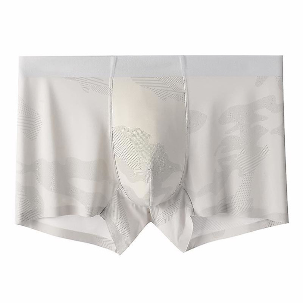 Herr Ice Silk Kalsonger Sport Boxershorts Andas Boxershorts Tonåringar (Vit Grå 4XL) White Grey 4xl