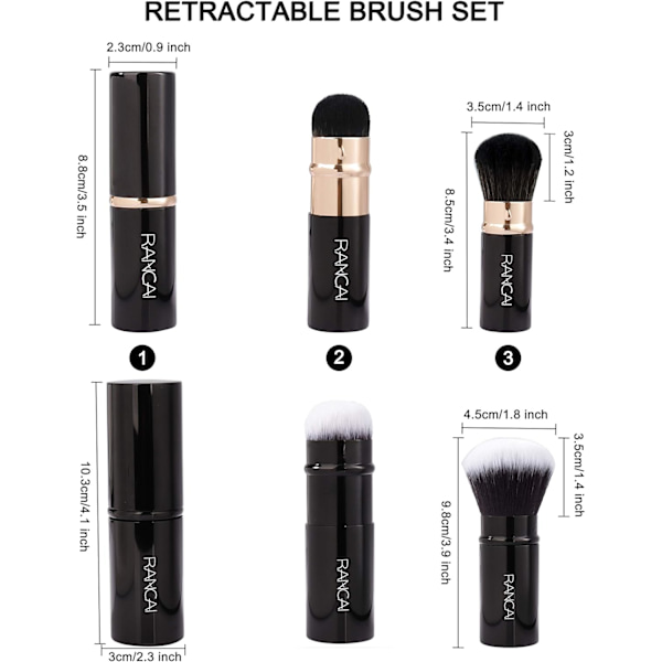 Retractable Multifunktionell Makeup Foundation Borste 2 Stycken (Svart)