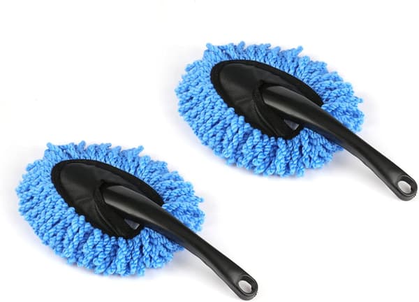 2-pakning Mini Mikrofiber Bil Dash Støvbørste, Multifunksjonell Bilrengjøringsbørste blue