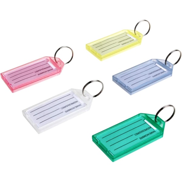 40 st nyckeldörrsetikett, färgad nyckeldörr, plastetikett nyckeldörr med klyvringnyckel, matchande färger