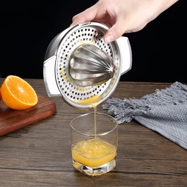 400 ml Citruspresser Citronpresser Rustfrit Stål med Beholder, Manuel Juicer til Citroner