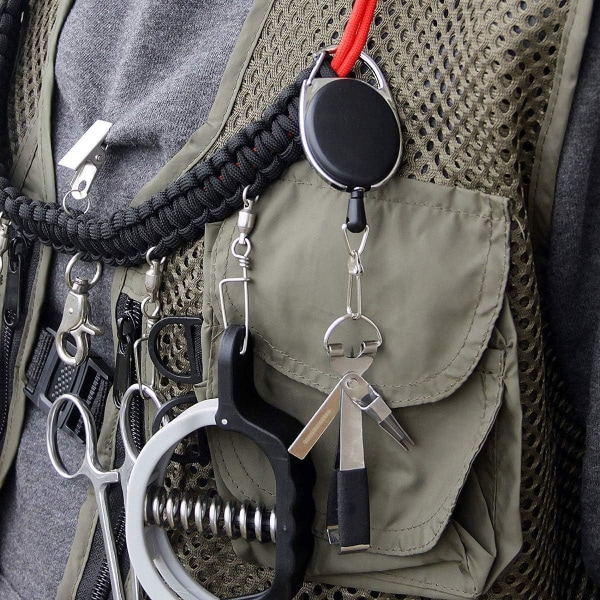 Fiske Zinger Retractor 5 st med 360 graders rotationspänne för fiske klättring vandring utomhussporter