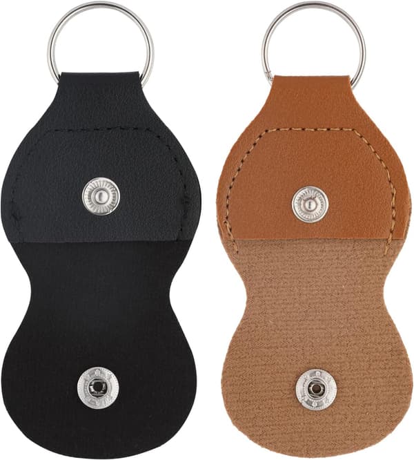 2 x Gitarrplektrum Nyckelring Hållare, PU Läder Gitarr Plektrum Hållare, Nyckelring Väska (Svart+Brun)