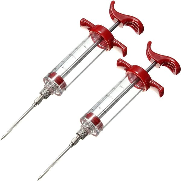 2 stk. Stegesprøjte BBQ Marinering med nåle i rustfrit stål 30 ml Kyllingestegning