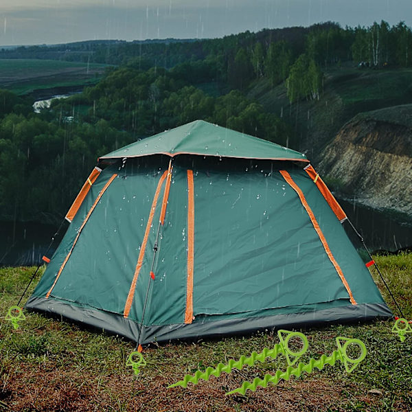 Utomhus Strand Camping Tält Spiral Plast Spikar (Grön) 4 Stycken