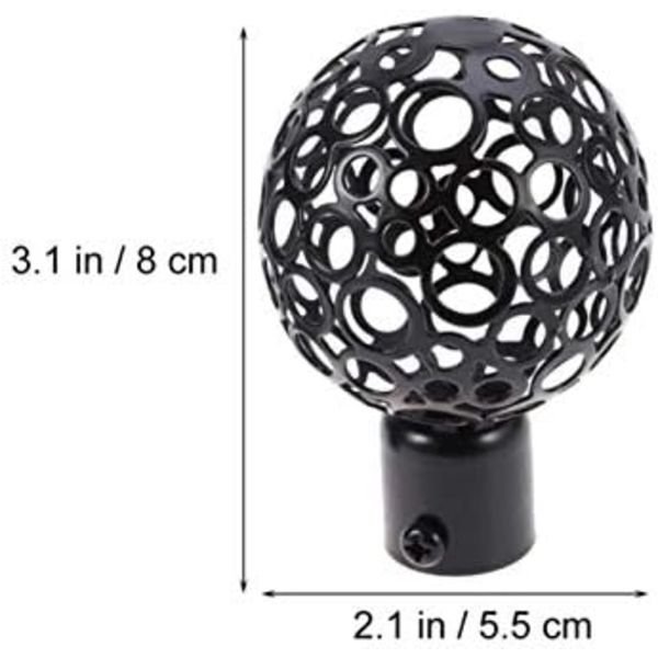 1 par aluminiumlegering gardinstångsändar för fönster 22mm (svart)