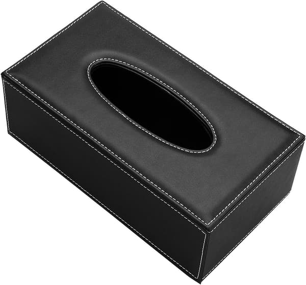 Kosmetisk tissueboks PU læder tissueboks, 25,5 x 14 x 9,5 cm (sort) black