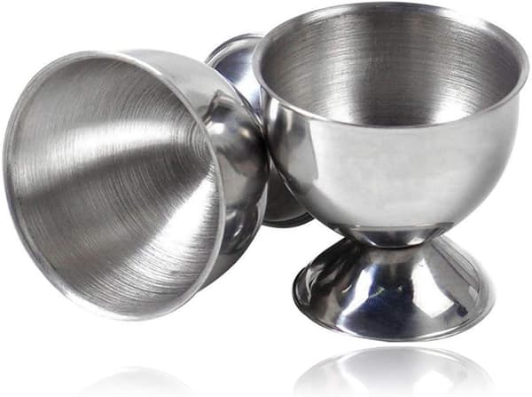 Sæt med 4 æggebægre i rustfrit stål, køkkenredskab (sølv) silver