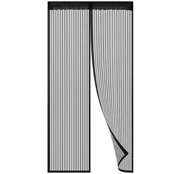 90 x 210CM Magnetisk dörr insektsnät mesh dörrgardin topp-till-botten tätning stängs automatiskt (svart)