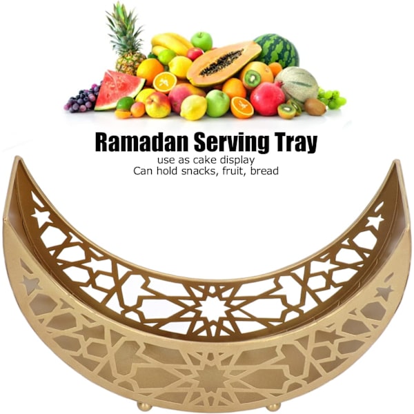 Eid Ramadan tallrik dekorationer, frukost middag efterrätt bakverk display 11,8 x 8,3 x 3,1 tum (guld)