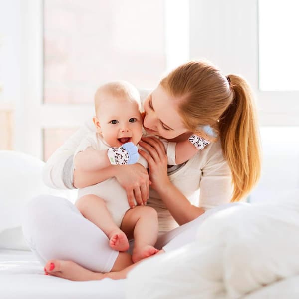 Baby Bidehandske til Alder 2-12 Måneder Silikone Bidelegetøj 2 Stk Blå blue