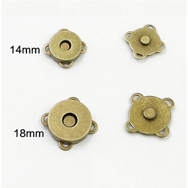 24 set magnetiska plommonlås knapplås för handväskor väskor kläder (silver, 14 mm) Silver