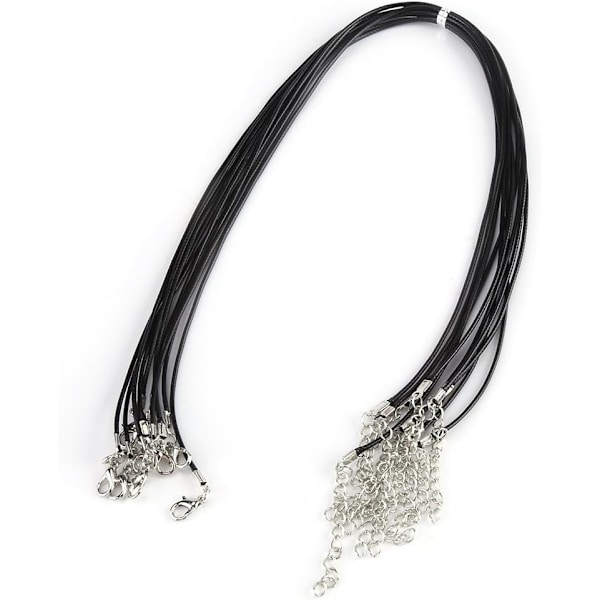 10 st vaxade repband halsband flätade konstläder rep DIY smyckestillverkare (svart)