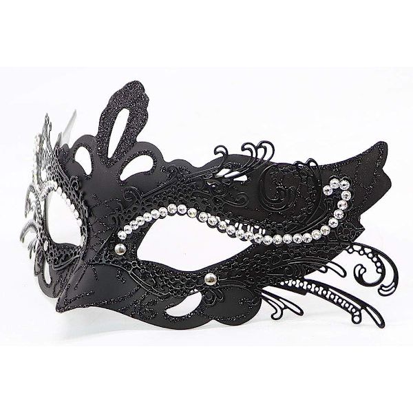 Par Maskerad Mask Metall Järn Fjäril Bal Mask Dubbel Färg (Svart) 2 st black