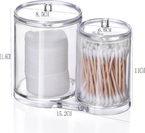 Makeup Organizer Bomuldspuder Holder Boks, Badeværelses Organizer Krukkesæt Inklusive Låg