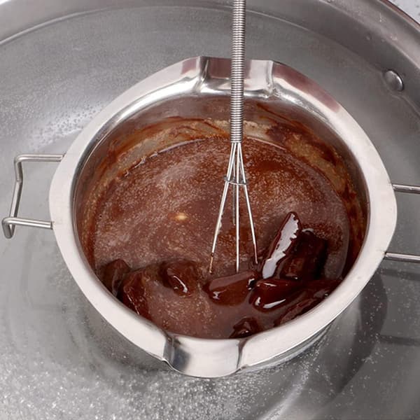 Smeltedigel i rustfritt stål, for sjokolade, smør, ost, karamell, voks (480 ml, 1 pakke)