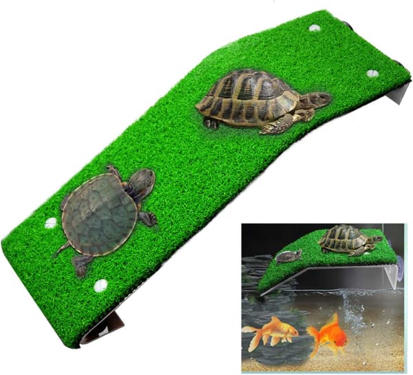 Reptilplattform med kunstgress Akvariumdekor for soling og lek