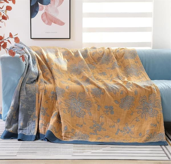 100 % bomull Boho tak daglig tak dobbeltsidig tak sengetøy - gul 150x200cm