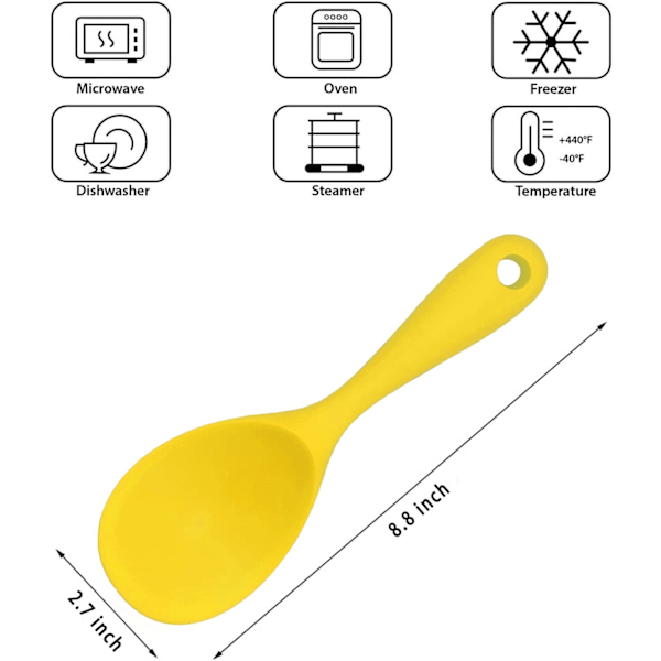 Set med 2 värmebeständiga köksredskap i non-stick-material, rissked, för ris, potatismos (gul)