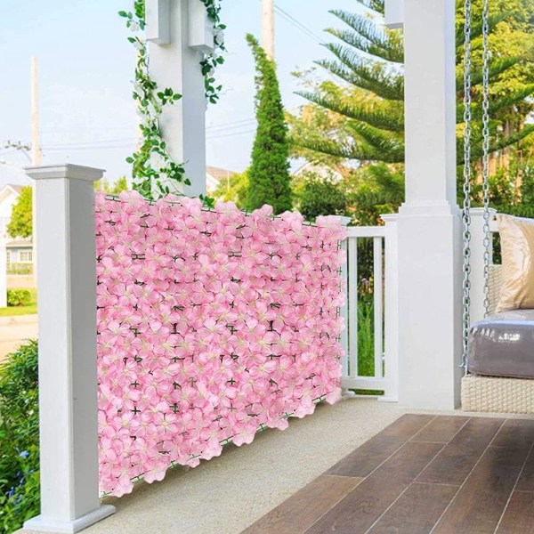 Expanderande konstgjord staket med blommor, konstgjord murgröna staket, för bröllopsgård rosa 50x300CM