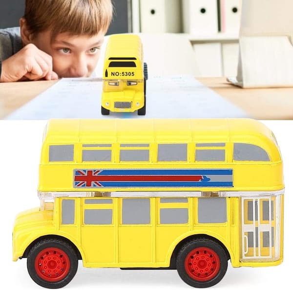 Baby Pull Back Alloy Bus Model Legetøj, Alloy Køretøj Bus Model Høj Simulation Interaktivt Læringslegetøj (Gul) yellow