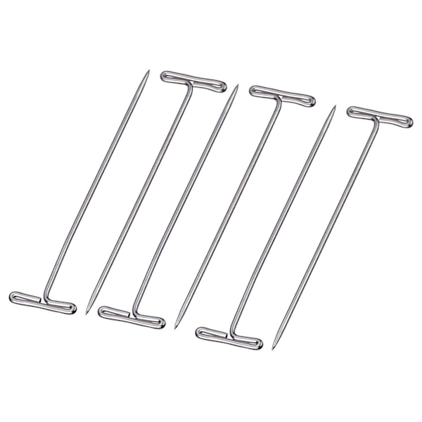 100 st T-nålar för hårförlängning med plastbox, frisörverktyg (silver, 27 mm) 27mm