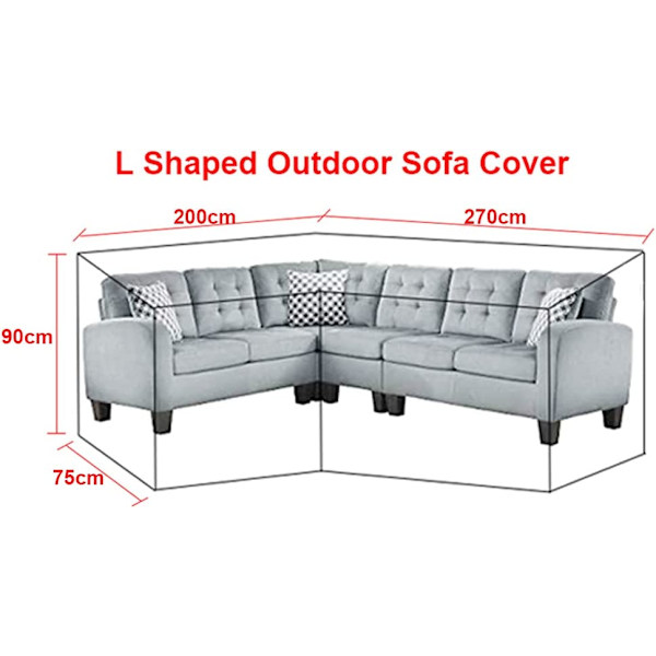 Vänster L-formad loungefåtöljöverdrag med dragsko i botten 200*270cm 200*270cm