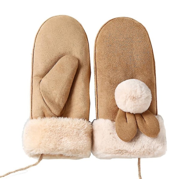 Vinter Varma Damhandskar Mocka Fingerlösa Handskar med Halshängande Rep color 1