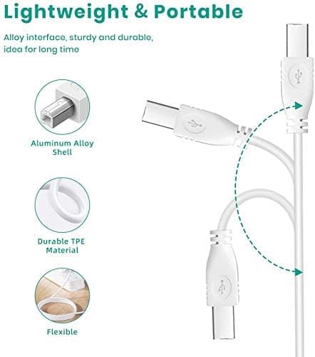 USB C til USB B 2.0 MIDI-kabel, Type C til USB MIDI-kabel til elektroniske musikinstrumenter og mere