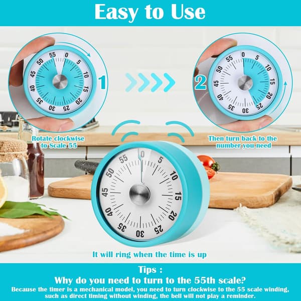 Magnetisk kjøkkentimer, digital visuell timer 60-minutters mekanisk kjøkkentimer