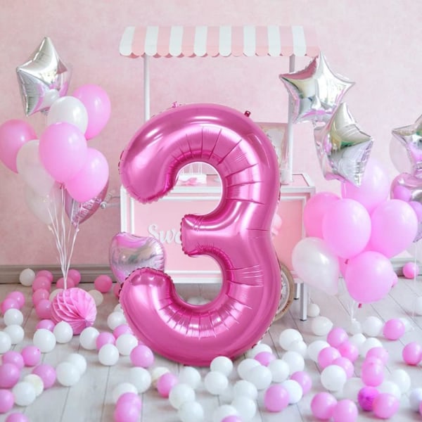 1 st 40 tum stor digital folieballong för födelsedagsfestdekorationer (rosa, 3) pink 3