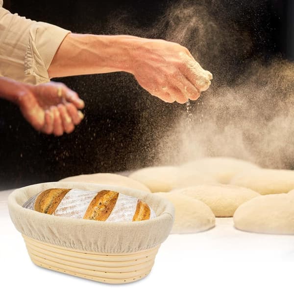 2 st 8 tum oval lång Banneton stigande rottingkorg och foder för professionella och hembagare