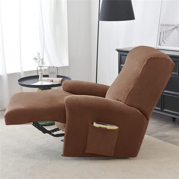 Halkskyddat sofföverdrag med sidoficka, tvättbart möbelskydd (mörkbrun) Dark brown