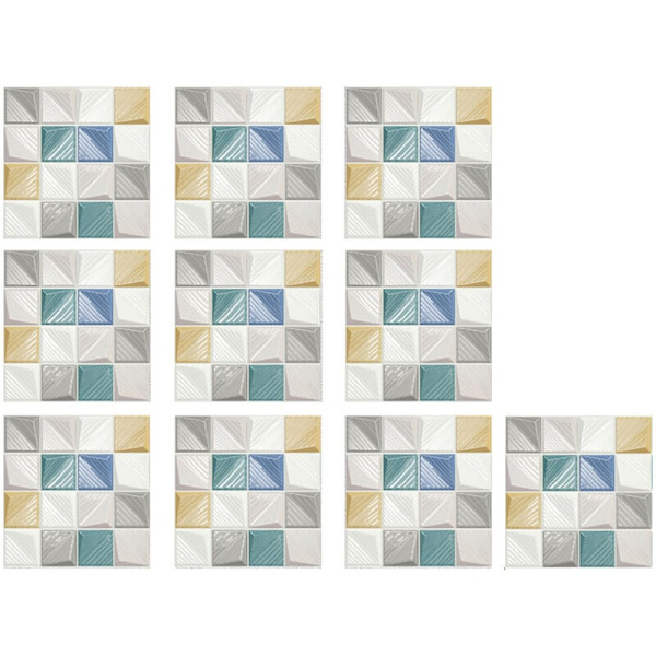 10 st 3D kristallplattor klistermärken DIY väggklistermärken självhäftande vattentäta 10X10CM