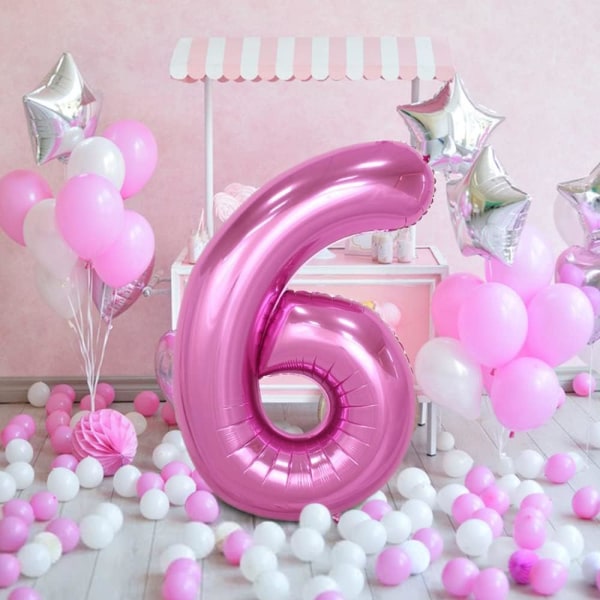 1 st 40 tum stor digital folieballong för födelsedagsfestdekorationer (rosa, 6) pink 6