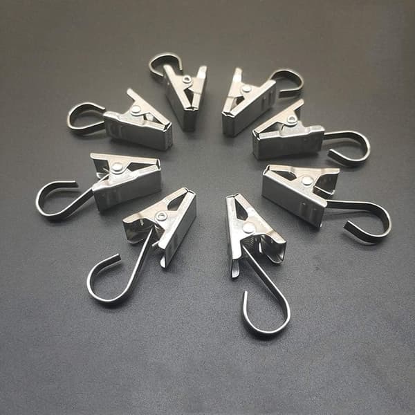 25-pack rostfria tunga duschdraperiklämmor festklämmor för festbelysning (silver)