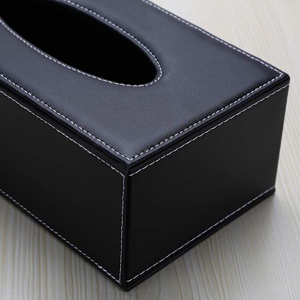 Kosmetisk näsdukslåda PU läder näsdukslåda, 25,5 x 14x 9,5cm (svart) black