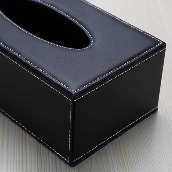 Kosmetisk tissueboks PU læder tissueboks, 25,5 x 14 x 9,5 cm (sort) black