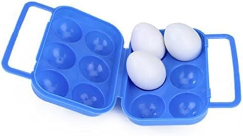 Bærbar foldbar æggebakke i plast til 6 æg (blå)