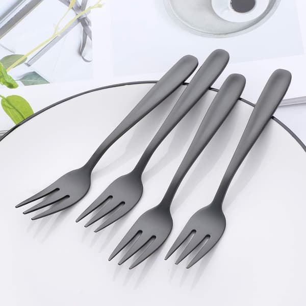 Tegafler Små Dessertgafler Kagegafler Rustfrit stål Sort 8 Stk black