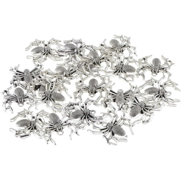 20st Spider Charms Beads Bulk för DIY Craft Hängen Smyckenstillverkning - Vintage Silver