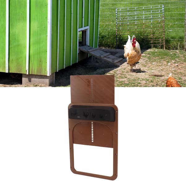 Automatisk hønsehusdøråpner, lyssensor, solid plast for hjemmet (mørkebrun) Dark Brown