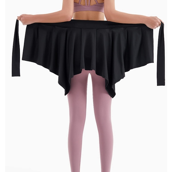 Kvinnor Flickor En Delig Remmar Yoga Balett Tennis Jogging Sport Tie Up Kjolar Cover Up（svart） black