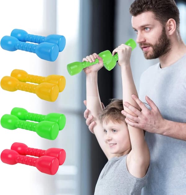 Barn Plast Hantel Gym Utrustning (Gul & Grön) 4 st