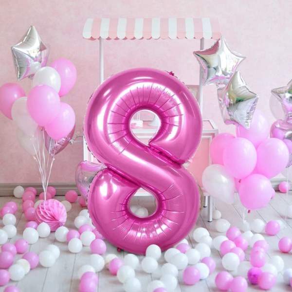 1 st 40 tum stor digital folieballong för födelsedagsfestdekorationer (rosa, 8) pink 8
