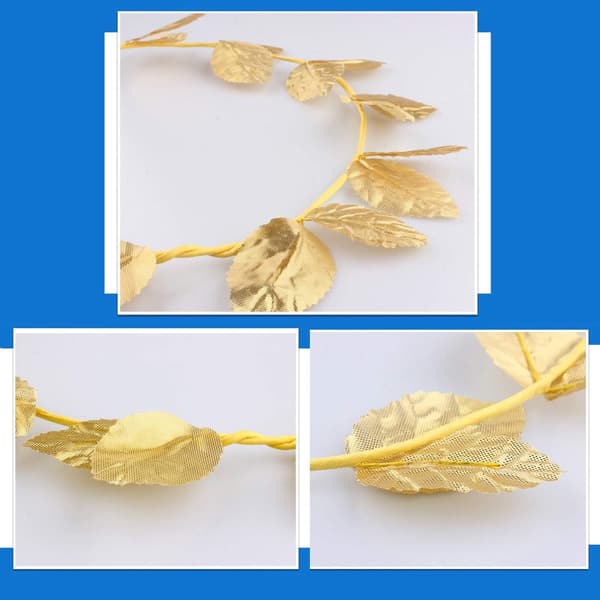 3 stk. krans gullbladkrone tiara cosplay maskerade tilbehør (gull)