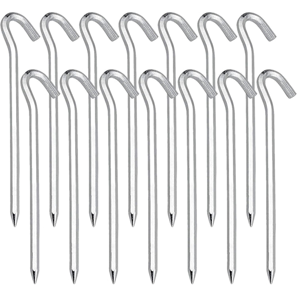 14 st tältpinnar markspikar krokar 6 x 180 mm kraftiga metall studsmattepluggar galvaniserade trädgårdspluggar
