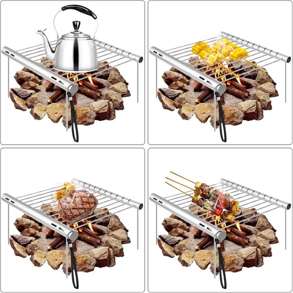 Campinggrill i rustfritt stål, sammenleggbar, bærbar kullgrill, minigrill 31 x 3 x 3 cm